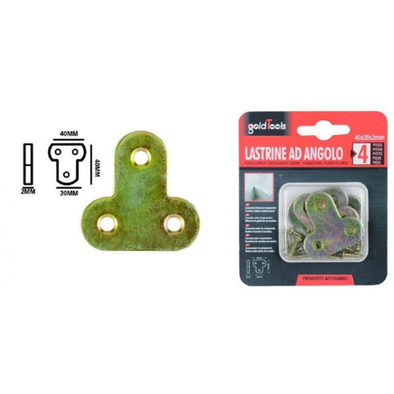 foto del prodotto trade shop traesio kaela set 4pz lastrina lastrine ad angolo forma t 40x20x2 mm con viti per mobili 91223 