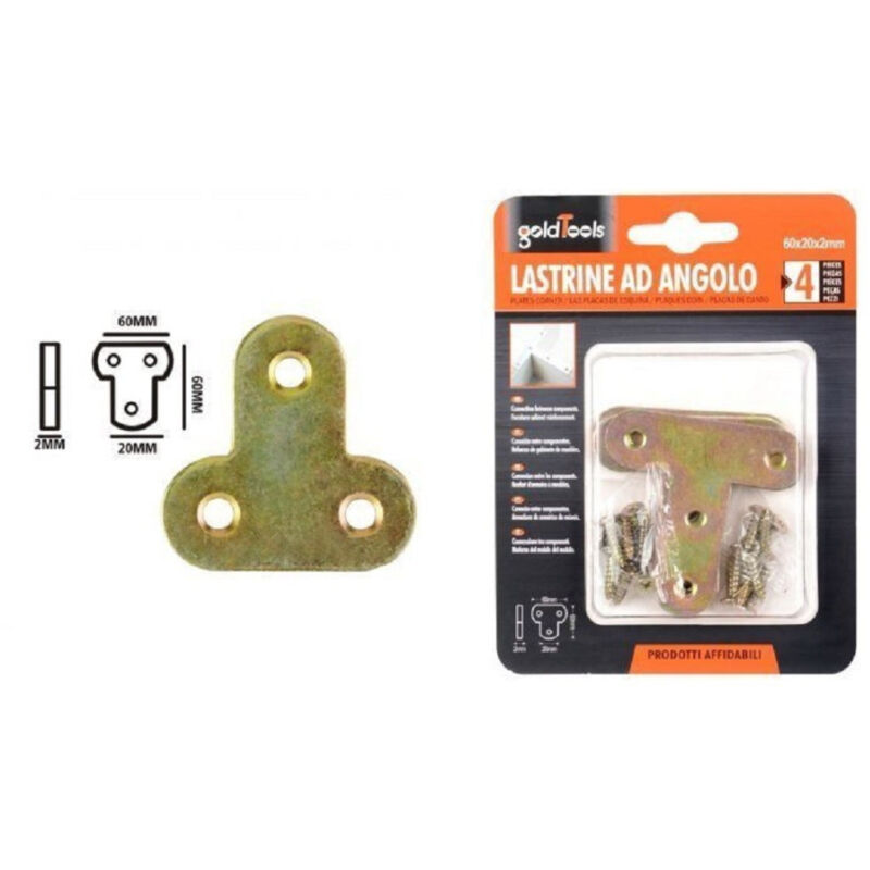 foto del prodotto trade shop traesio kaela set 4pz lastrina lastrine ad angolo forma t 60x20x2 mm con viti per mobili 91224 