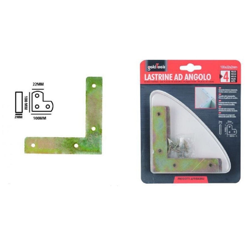 foto del prodotto trade shop traesio - kaela - set 4pz lastrina lastrine ad angolo forma v 100x22x2mm con viti per mobili 91229 -