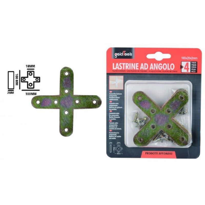 foto del prodotto trade shop traesio kaela set 4pz lastrina lastrine ad angolo forma x 100x20x2mm con viti per mobili 91233 