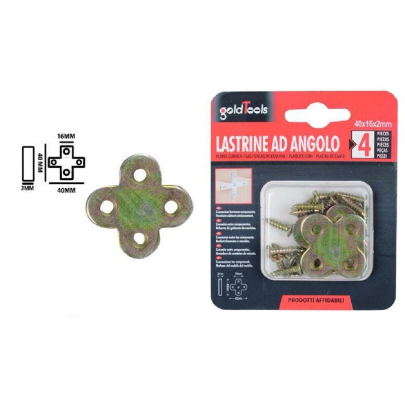 foto del prodotto trade shop traesio kaela set 4pz lastrina lastrine ad angolo forma x 40x16x2mm con viti per mobili 91231 