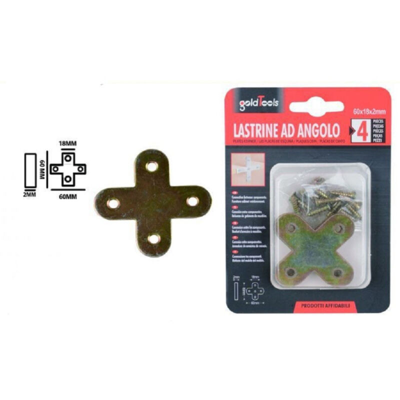 foto del prodotto trade shop traesio kaela set 4pz lastrina lastrine ad angolo forma x 60x18x2mm con viti per mobili 91232 