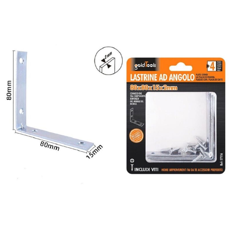 foto del prodotto trade shop traesio kaela set 4pz lastrine ad angolo lastrina angolare 80x80x15x2mm con viti mobili 57116 