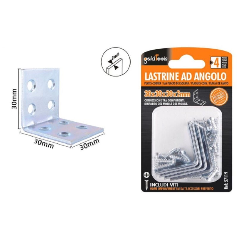 foto del prodotto trade shop traesio kaela set 4pz lastrine lastrina ad angolo angolare 30x30x30x2mm con viti mobili 57119 