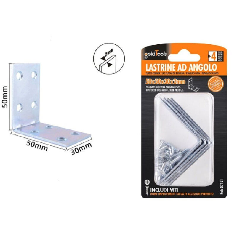 foto del prodotto trade shop traesio kaela set 4pz lastrine lastrina ad angolo angolare 50x50x30x2 mm con viti mobili 57121 
