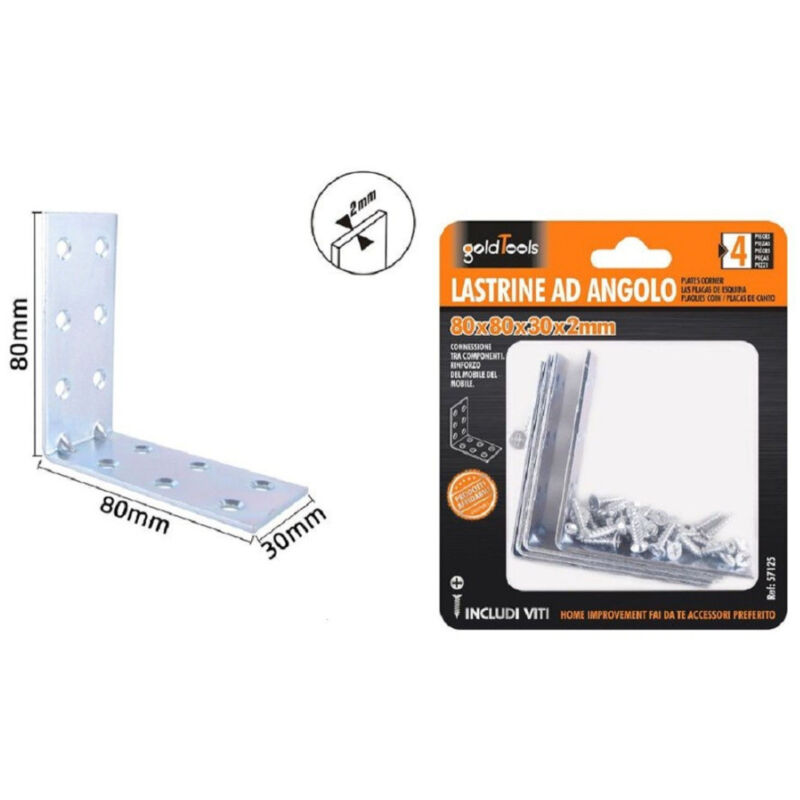 foto del prodotto trade shop traesio kaela set 4pz lastrine lastrina ad angolo angolare 80x80x30x2 mm con viti mobili 57125 