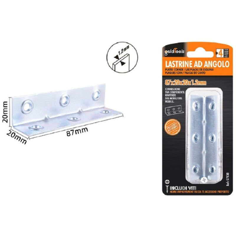 foto del prodotto trade shop traesio kaela set 4pz lastrine lastrina ad angolo angolare 87x20x20x1.2 mm viti mobili 57130 