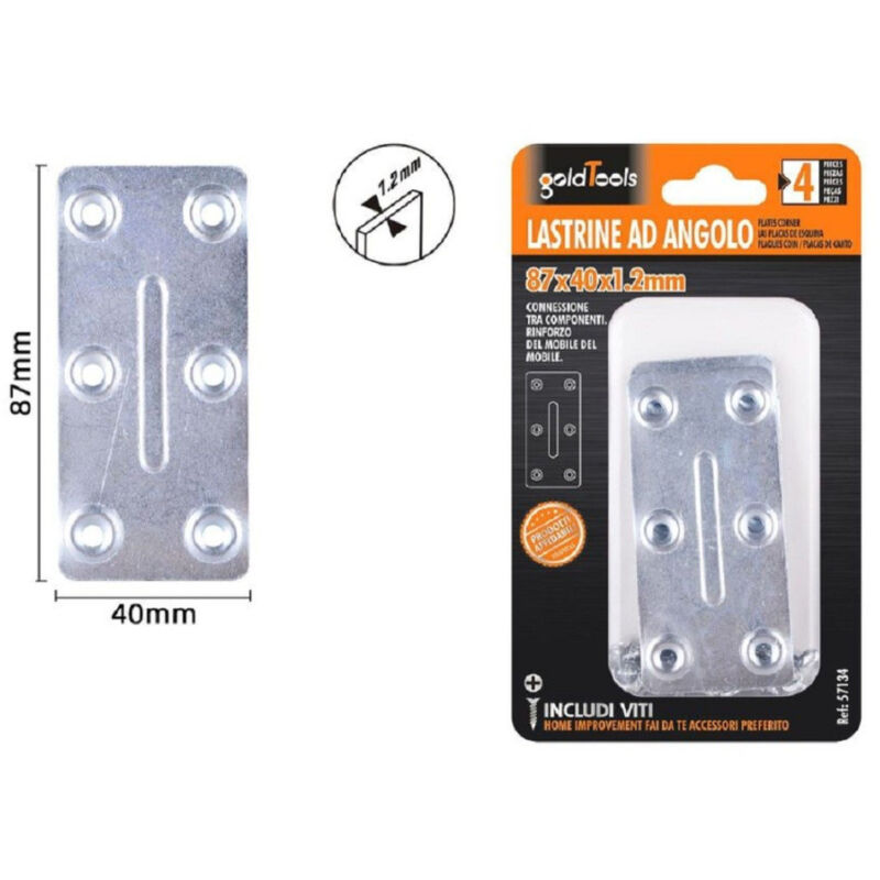 foto del prodotto trade shop traesio kaela set 4pz lastrine lastrina piastra di giunzione 87x40x1.2mm con viti mobili 57134 