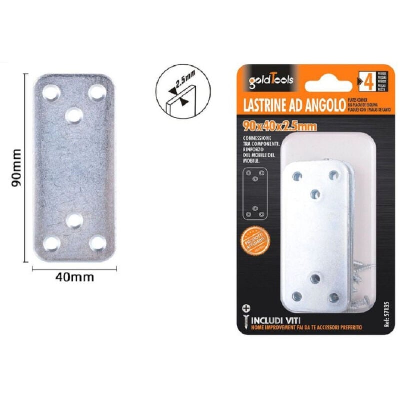 foto del prodotto trade shop traesio kaela set 4pz lastrine lastrina piastra di giunzione 90x40x2.5mm con viti mobili 57135 