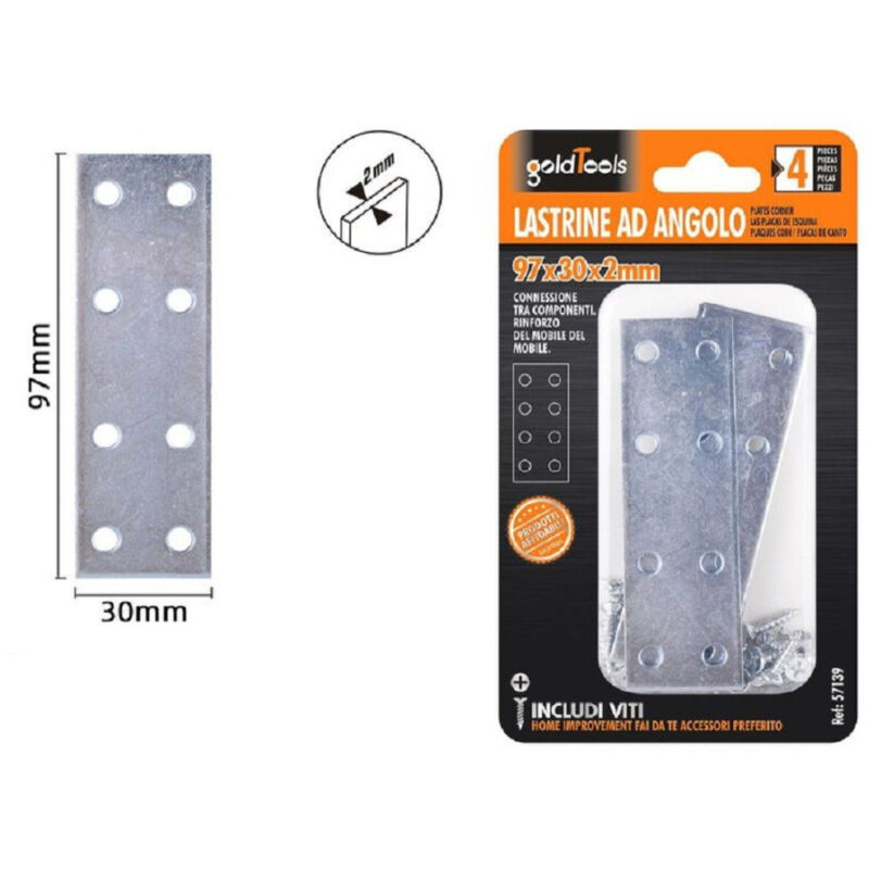 foto del prodotto trade shop traesio kaela set 4pz lastrine lastrina piastra di giunzione 97x30x2 mm con viti mobili 57139 