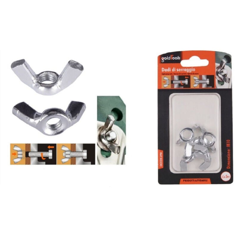 foto del prodotto trade shop traesio kaela set 5 pezzi dadi di serraggio dado con alette filettatura m10 fissaggio 93330 