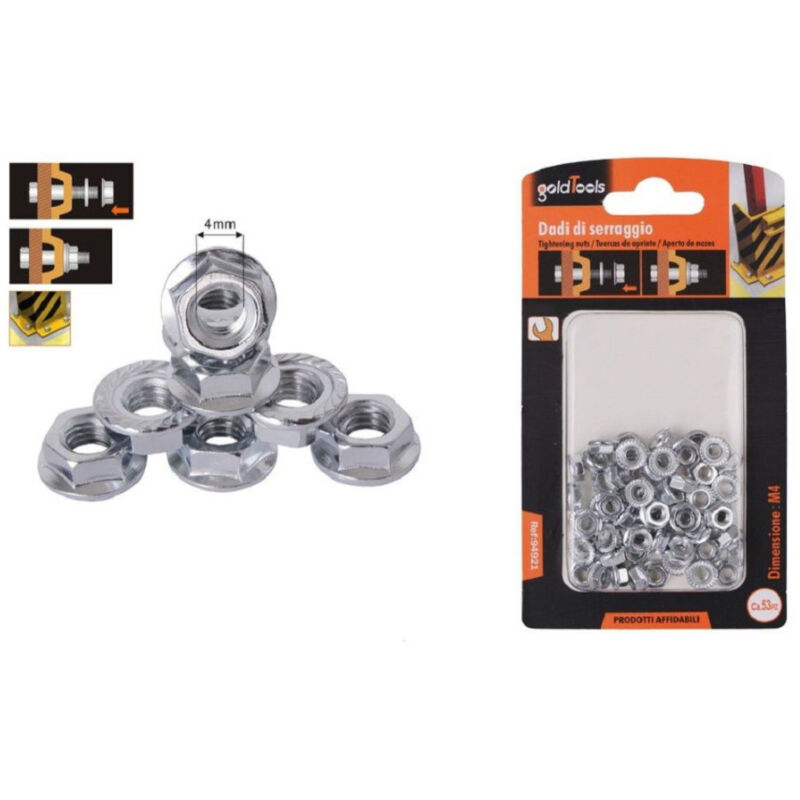 foto del prodotto trade shop traesio kaela set 53 pz dado esagonale flangiato dadi di serraggio m4 bulloni vite 4mm 94921 