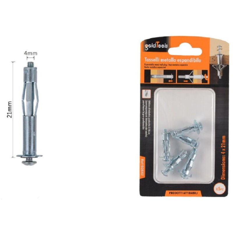 foto del prodotto trade shop traesio kaela set 5pz tasselli metallici espandibili viti a espansione stile i 4 x 21 mm 92847 