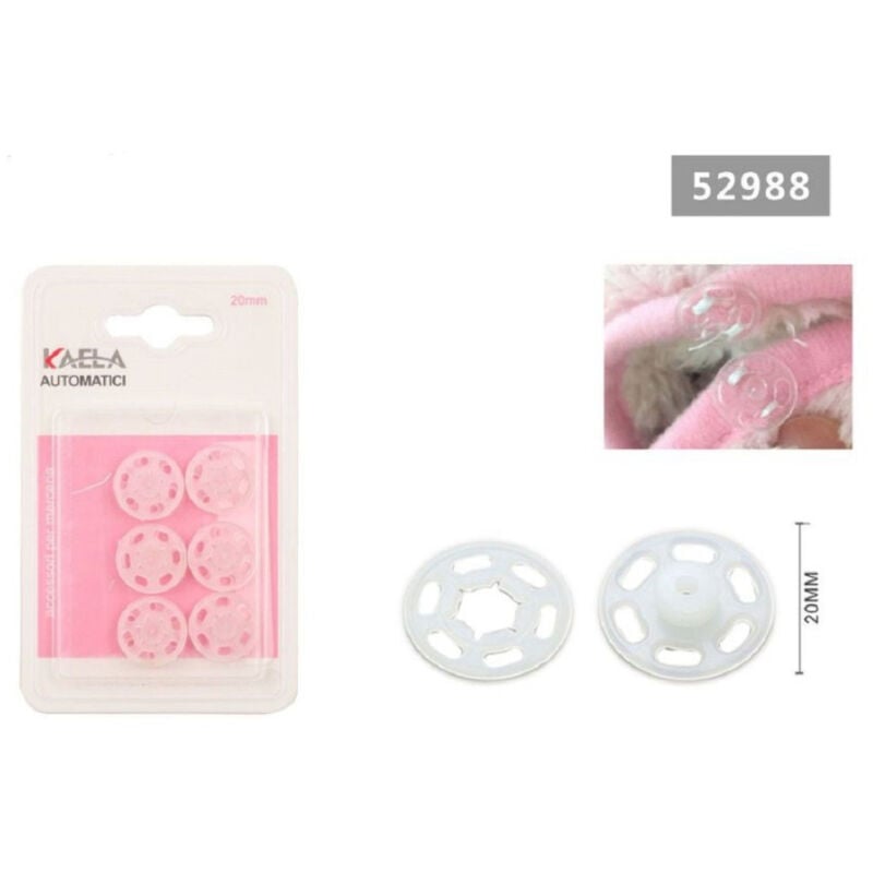 foto del prodotto trade shop traesio kaela set 6 paia di bottoni automatici a pressione in plastica 20mm per cucito 52988 