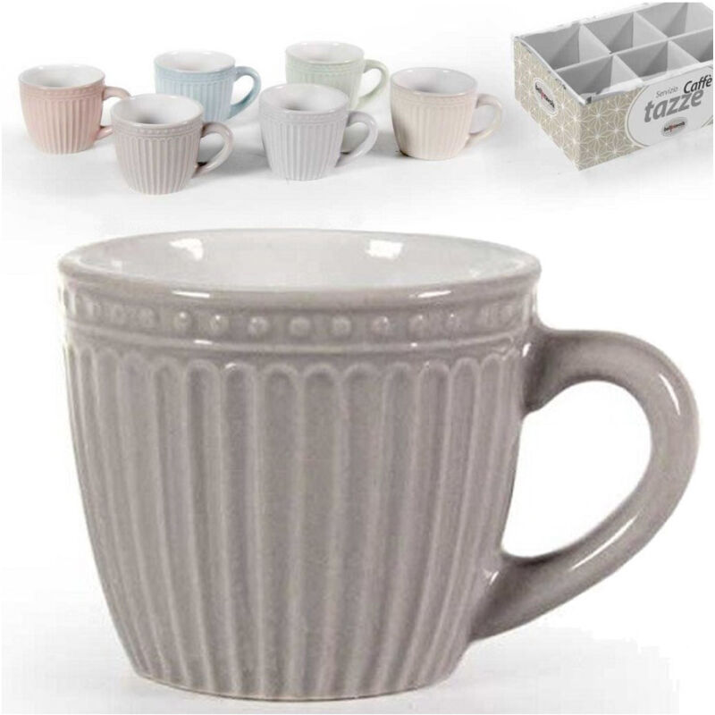 foto del prodotto trade shop traesio kaela set 6 pz tazze tazzine caffe senza piattino 90ml 5,3cm colori assortiti 773938 