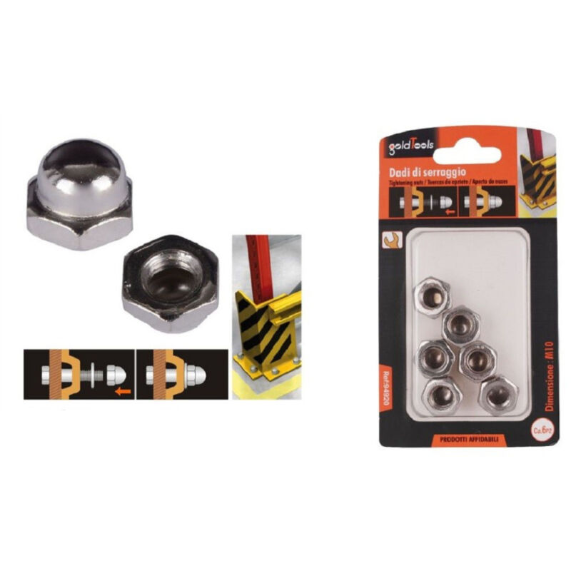 foto del prodotto trade shop traesio kaela set 6pz dado dadi ciechi esagonali m10 serraggio 10mm per chiave esagonale 94920 