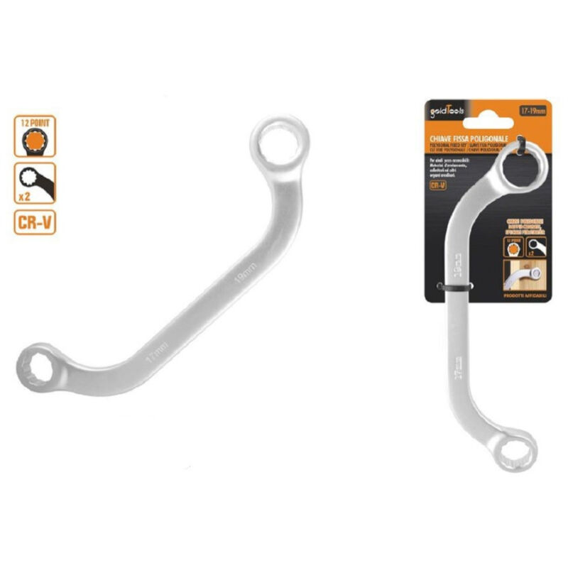 foto del prodotto trade shop traesio kaela set chiave fissa poligonale doppia a u da 17 19 mm cromata chrome vanadium 97694 