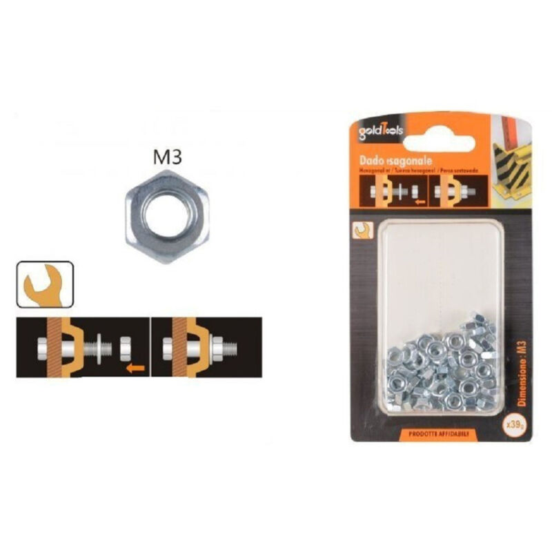 foto del prodotto trade shop traesio kaela set confezione 39 gr. dado dadi esagonali bulloni dimensione m3 filettati 90849 