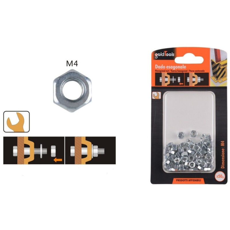 foto del prodotto trade shop traesio kaela set confezione 50gr. dado dadi esagonali bulloni dimensione m4 filettati 90850 