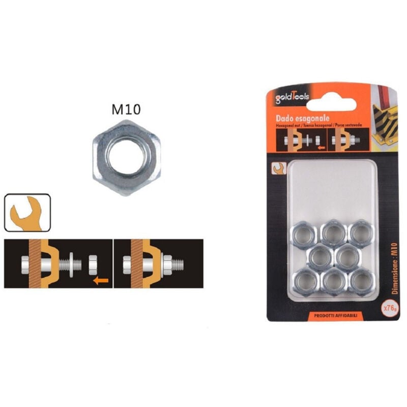 foto del prodotto trade shop traesio kaela set confezione 76gr. dado dadi esagonali bulloni dimensione m10 filettati 90854 