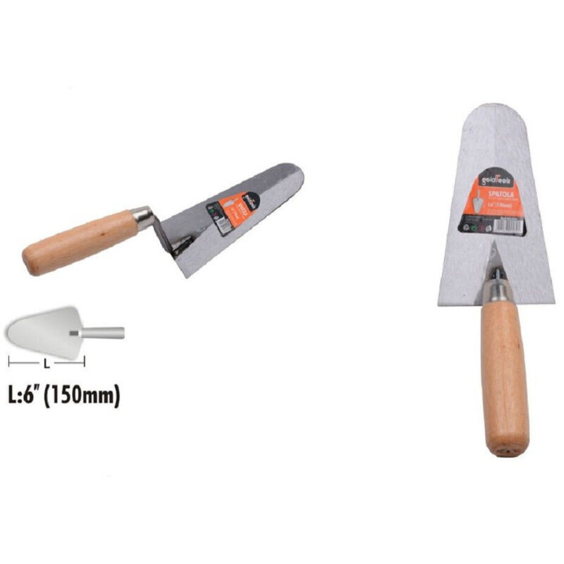 foto del prodotto trade shop traesio kaela spatola cazzuola semicerchio acciaio 150 mm 6 manico in legno ferramenta 90480 