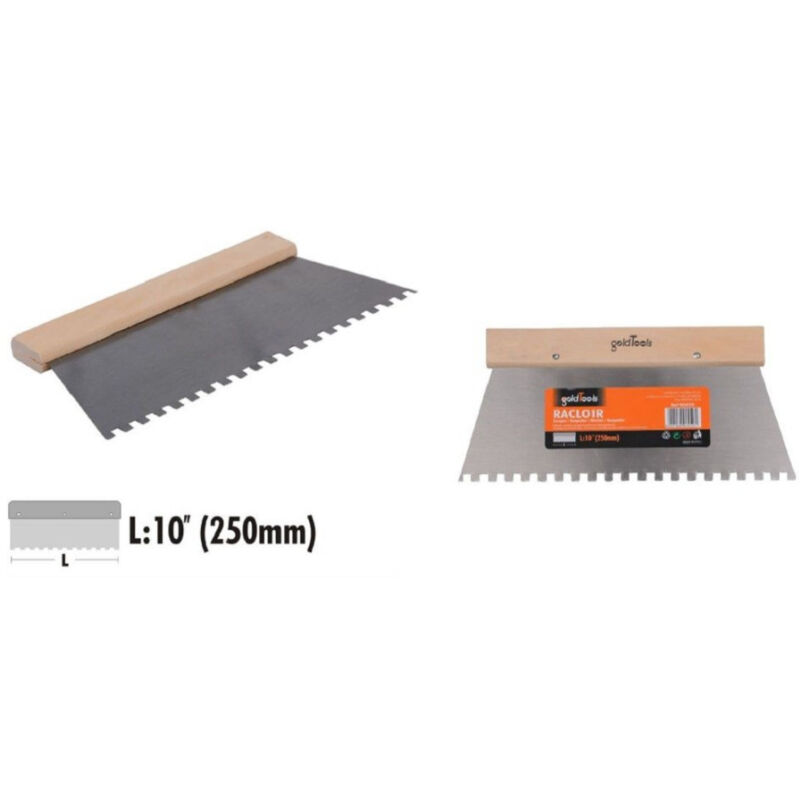 foto del prodotto trade shop traesio kaela spatola dentata raschietto trapezoidale acciaio impugnatura legno 10 250mm 90459 