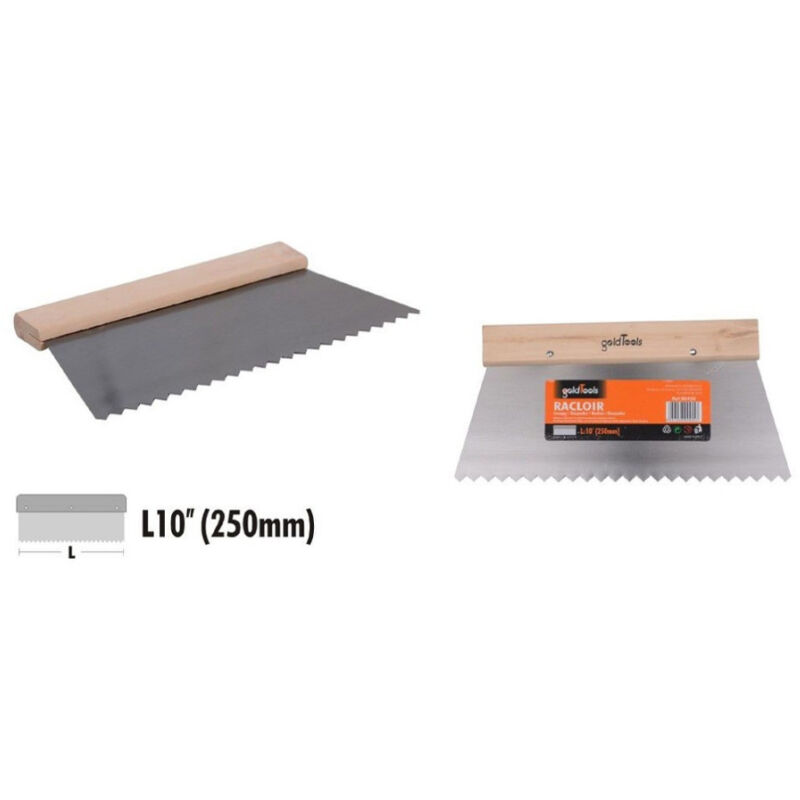 foto del prodotto trade shop traesio kaela spatola dentata raschietto trapezoidale acciaio impugnatura legno 10 25cm 90455 