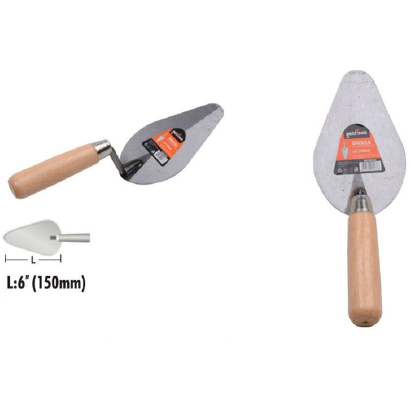 foto del prodotto trade shop traesio kaela spatola forma pesca cazzuola acciaio 150 mm 6 manico in legno ferramenta 90476 