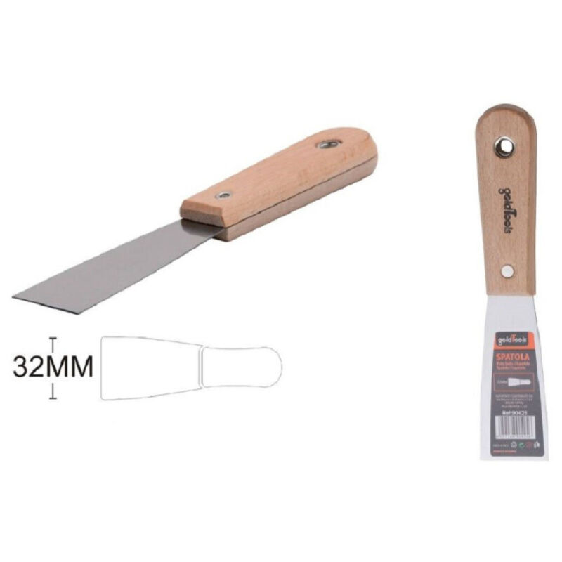 foto del prodotto trade shop traesio kaela spatola per pareti in acciaio 32mm ferramenta con maniglia in legno 1.5 90425 