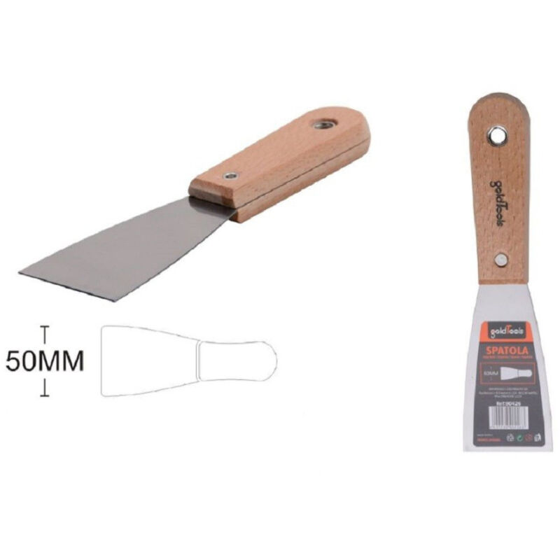 foto del prodotto trade shop traesio kaela spatola per pareti in acciaio 50 mm ferramenta con maniglia in legno 2 90426 