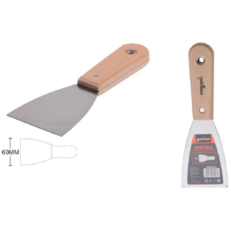 foto del prodotto trade shop traesio kaela spatola per pareti in acciaio 60 mm ferramenta con maniglia in legno 2.5 90427 