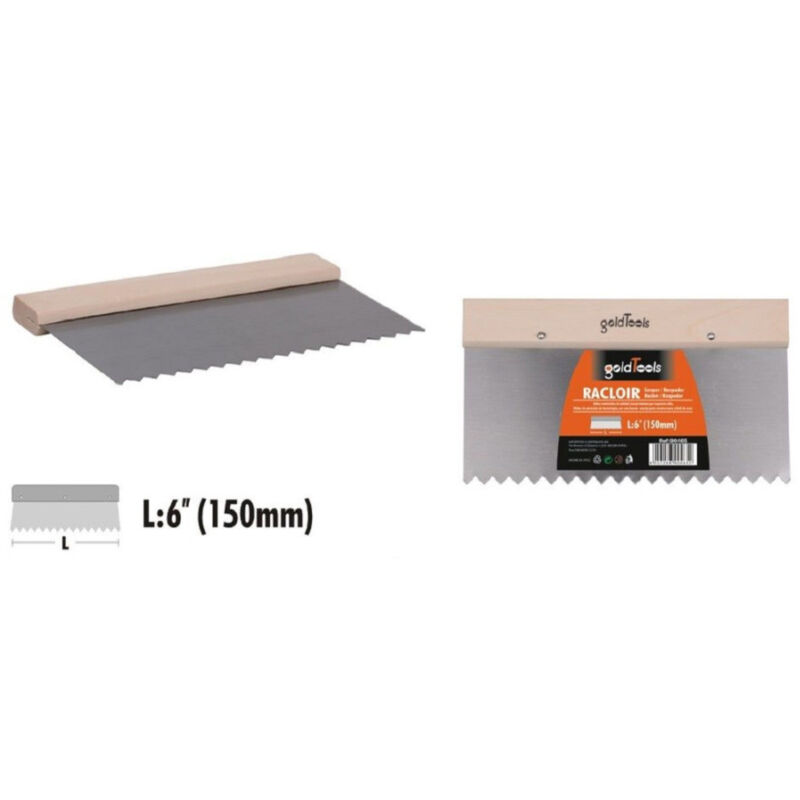 foto del prodotto trade shop traesio kaela spatola raschietto dentato acciaio impugnatura in legno 6 15cm ferramenta 90465 