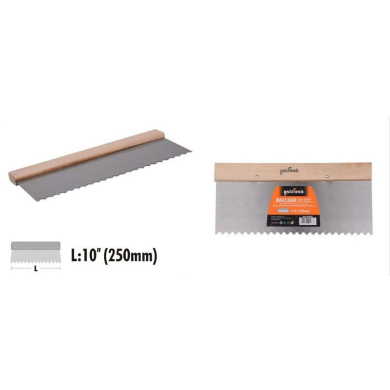 foto del prodotto trade shop traesio kaela spatola raschietto dentato acciaio impugnatura legno 10 250mm ferramenta 90467 