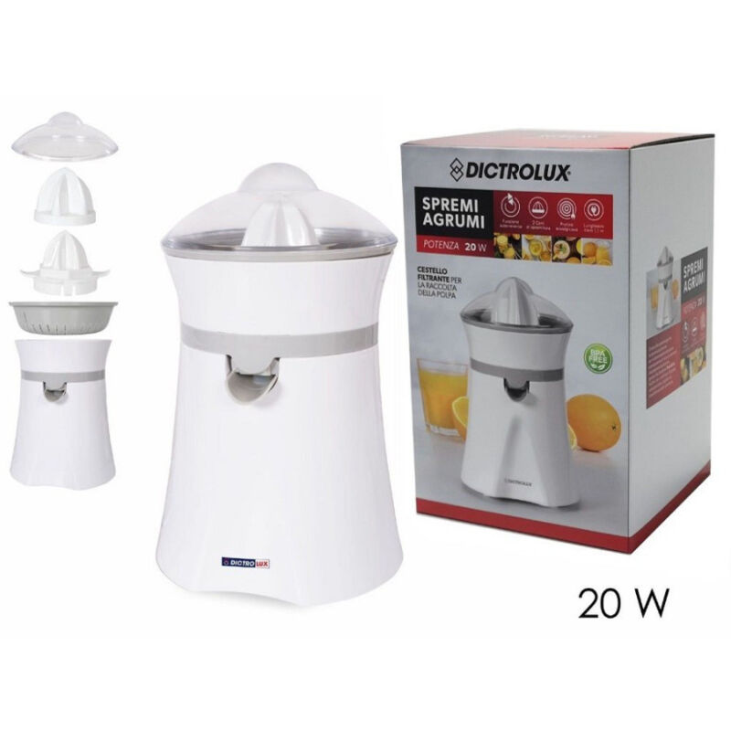 foto del prodotto trade shop traesio kaela spremiagrumi 20w con sistema a pressione automatico 2 testine cestello filtrante 
