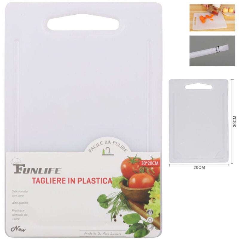 foto del prodotto trade shop traesio kaela tagliere in plastica con canale scanalatura 30x20x0.8cm per verdure frutta 99409 