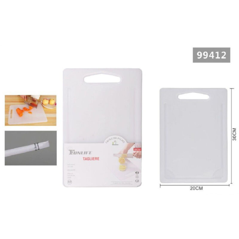 foto del prodotto trade shop traesio kaela tagliere plastica con canale scanalatura 30x20x0.5cm frutta verdure cucina 99412 