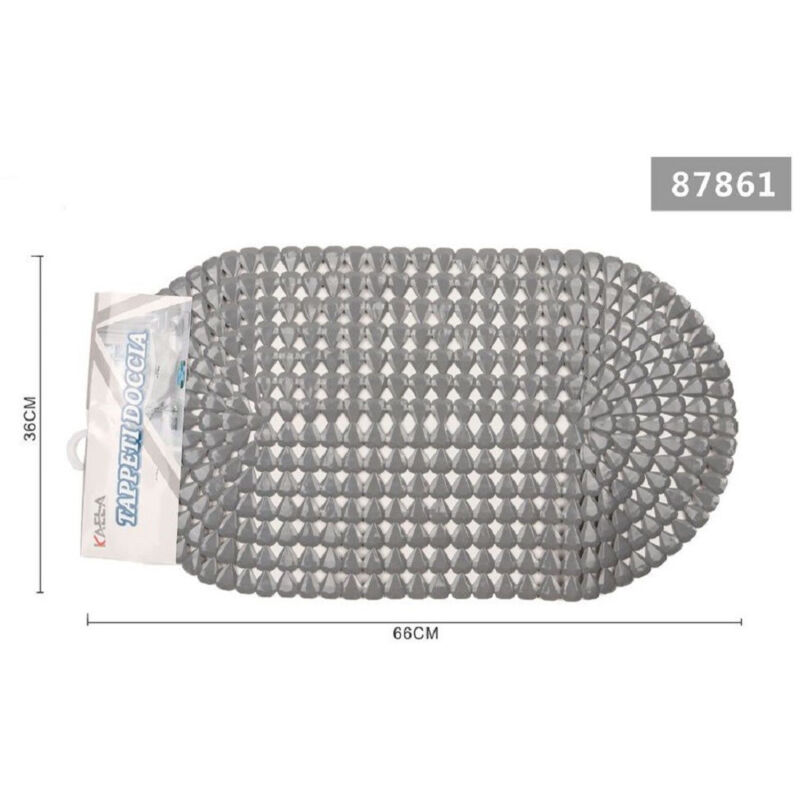 foto del prodotto trade shop traesio kaela tappeto antiscivolo ovale diamante grigio per vasca bagno doccia 36 x 66cm 87861 