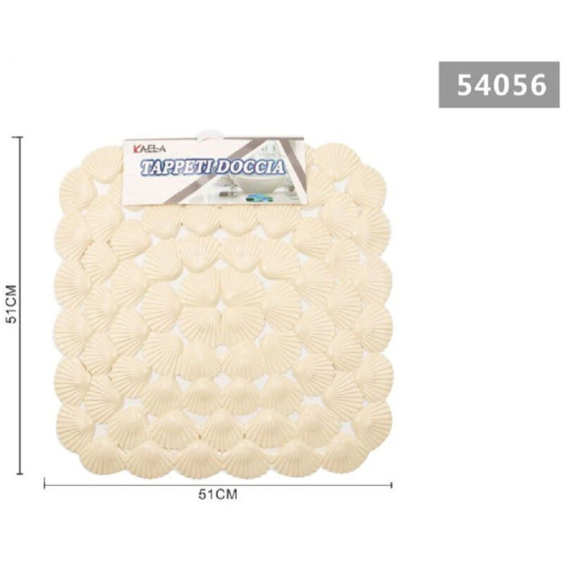 foto del prodotto trade shop traesio kaela tappeto antiscivolo quadrato conchiglie beige vasca bagno doccia 51x51 cm 54056 