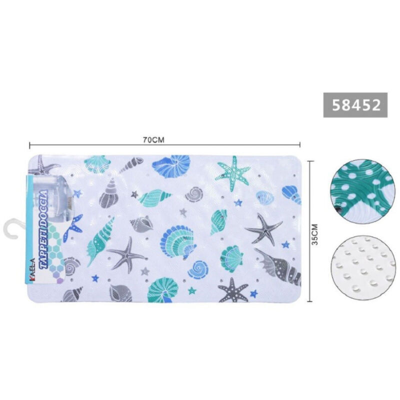 foto del prodotto trade shop traesio kaela tappeto antiscivolo rettangolare bagno vasca doccia oggetti marini 35x70cm 58452 