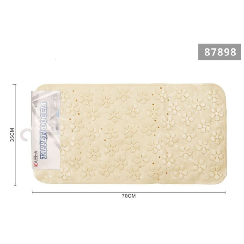 foto del prodotto trade shop traesio kaela tappeto antiscivolo rettangolare per bagno vasca doccia loto crema 35x70cm 87898 