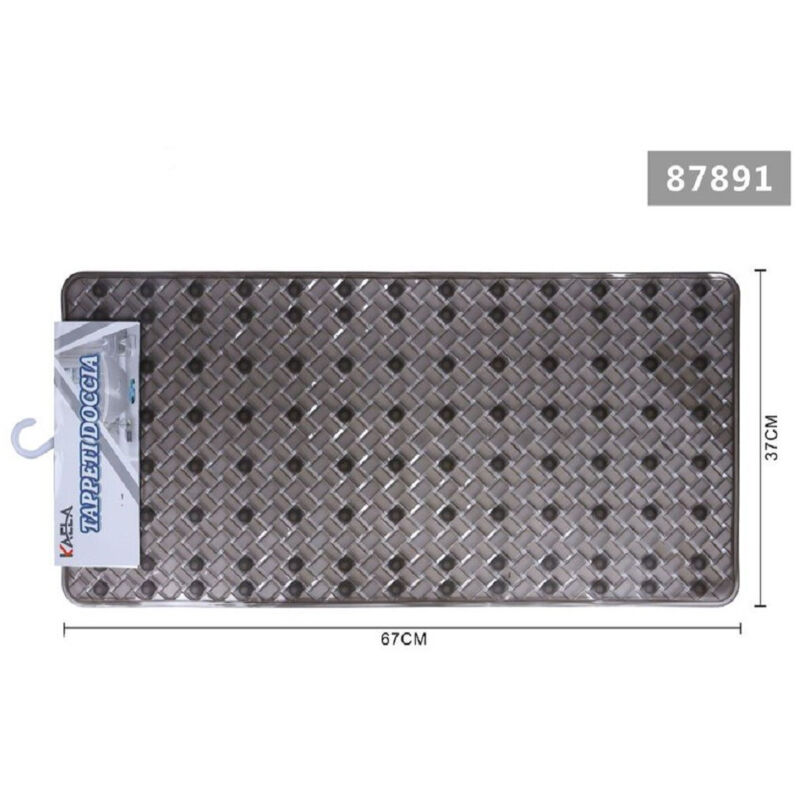 foto del prodotto trade shop traesio kaela tappeto antiscivolo rettangolo per bagno doccia intrecciato grigio 37x67cm 87891 