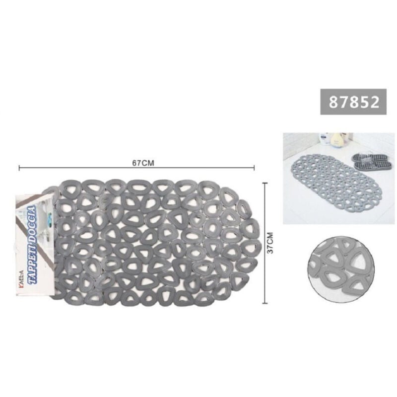 foto del prodotto trade shop traesio kaela tappeto antiscivolo vasca bagno doccia ovale buchi triangolari grigio 67x37cm 87852 