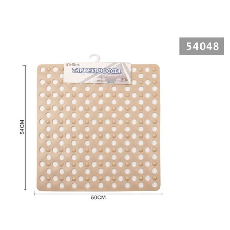 foto del prodotto trade shop traesio kaela tappeto tappetino doccia antiscivolo quadrato 50x54cm vasca bagno 54048 beige scuro 