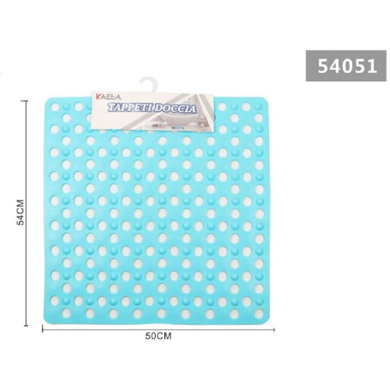 foto del prodotto trade shop traesio kaela tappeto tappetino doccia antiscivolo quadrato 50x54cm vasca bagno 54051 azzurro 