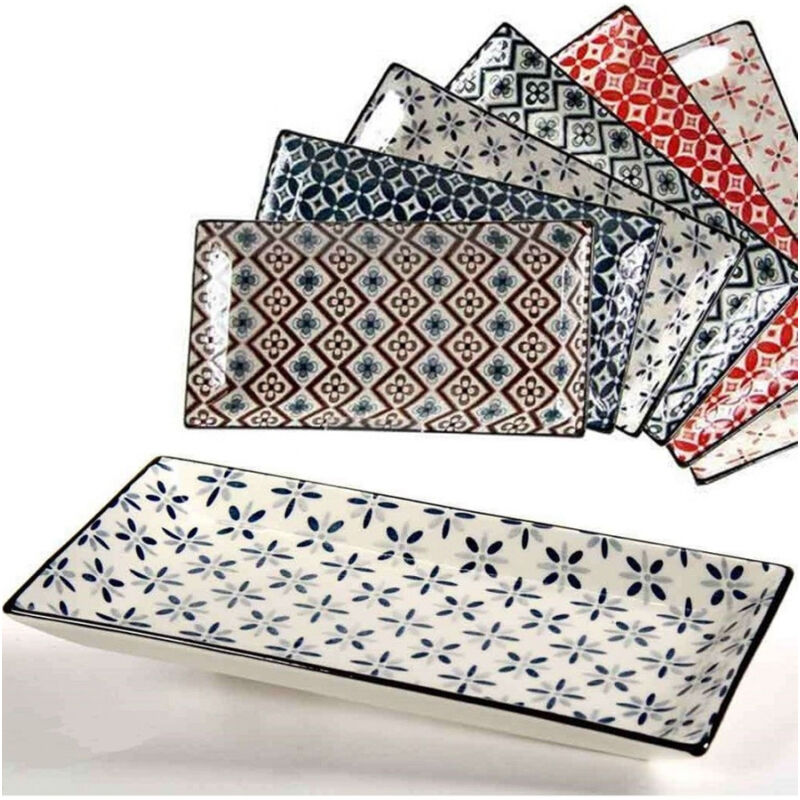 foto del prodotto trade shop traesio kaela vassoio rettangolare in ceramica decori assortiti 24x12x1,8 cm cucina 737350 