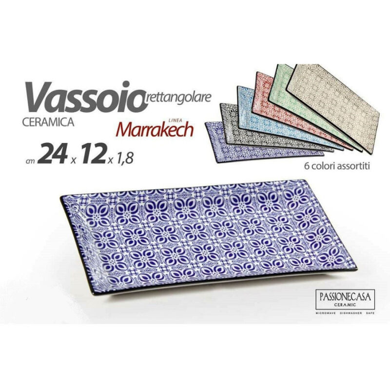 foto del prodotto trade shop traesio kaela vassoio rettangolare marrakech multiuso 24x12x1,8 cm 6 colori assortiti 771668 