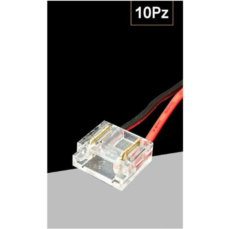 foto del prodotto trade shop traesio kit 10 pezzi connettore alimentazione per striscia strip led 2 pin 8 mm cn8mm cv 