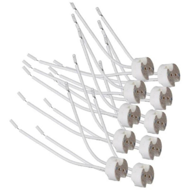 foto del prodotto trade shop traesio kit 10 pezzi portalampada in ceramica per faretti attacco mr16 gu5.3 12v yl106 10 