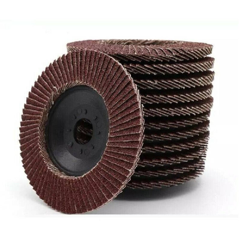 foto del prodotto trade shop traesio kit 10 pz disco abrasivo lamellare per smerigliatrice 115 mm grana 100 
