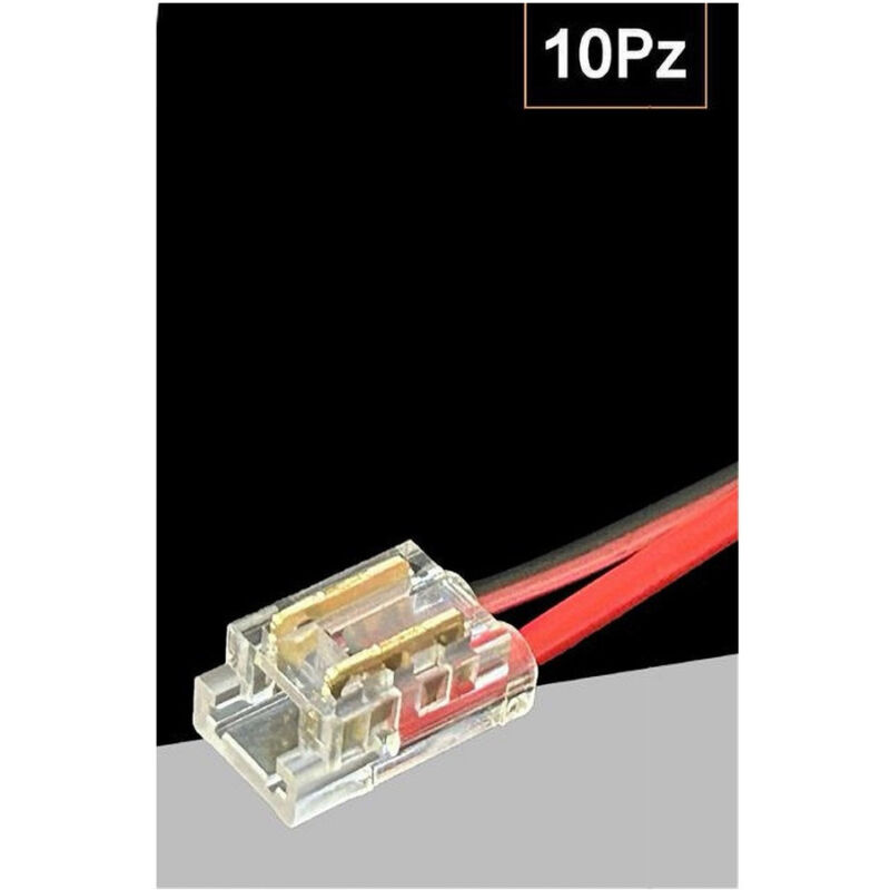 foto del prodotto trade shop traesio kit 10pz connettore alimentazione striscia strip led 2 pin 5 mm cob smd cn5mm cv 